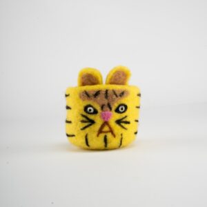 Felt Tiger Face Bowl — Yellow with Needle-Felted Face