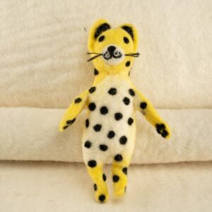 Handmade Felt Cheetah — Natural Wool with Spotted Coat