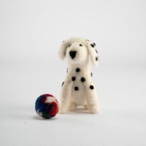Handmade Felt Dalmatian Dog — Natural Wool