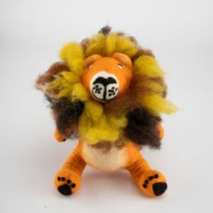 Handmade Felt Lion — Natural Wool with Fluffy Mane