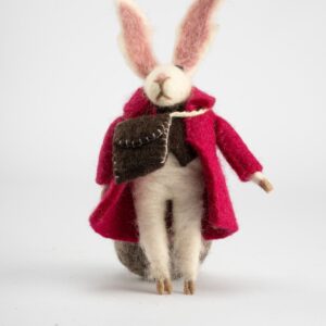 Handmade Felt Rabbit with Coat & Satchel — Natural Wool