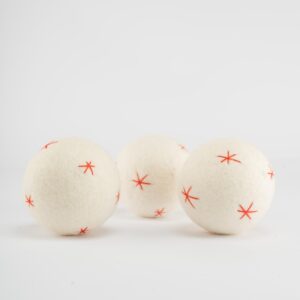 Wool Dryer Balls — White with Red Star Motif